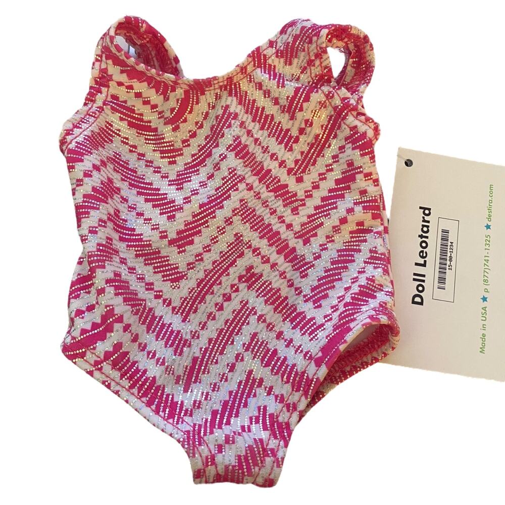 Destira Pink White Sparkle Doll Gymnastics Leotard